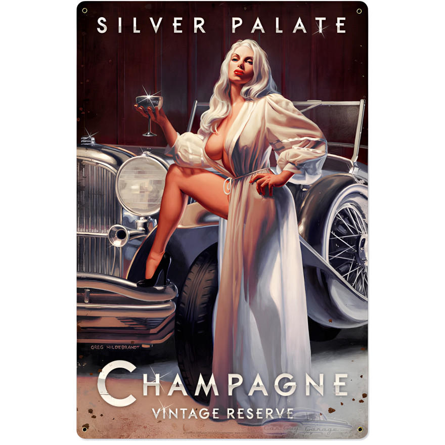 Silver Palate Champagne Metal Sign - 24" x 36"