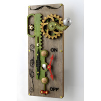 Mechanical Gear Rack-and-Pinion Light Switch Cover, Single Toggle Wood