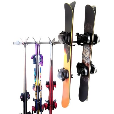 Ski Snowboard Rack Houseables 12-Pair Ski & Snowboard Wall Rack Black