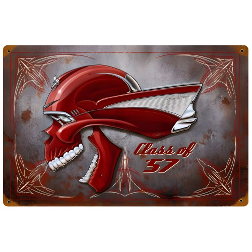 Skull Metal Sign - 18" x 12"