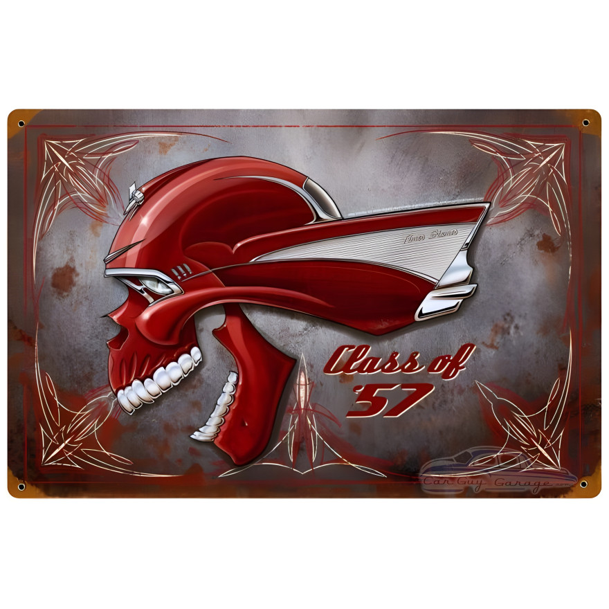 Skull Metal Sign - 18" x 12"