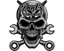 Dad's Garage Skull Metal Sign