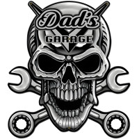 Dad's Garage Skull Chrome Metal Sign - 24" x 24"