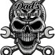 Dad's Garage Skull Chrome Metal Sign - 24" x 24"