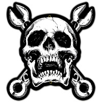 Skull and Cross Wrenches Metal Sign - 15" x 16"