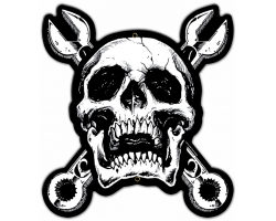 Skull N Cross Wrenches Metal Sign