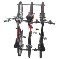 Adjustable 3-Bike Garage Wall Mount Storage Rack with Sliding J-Hooks