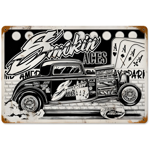 Smokin Aces Metal Sign - 18" x 12"