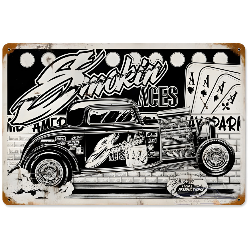 Smokin Aces Metal Sign - 18" x 12"