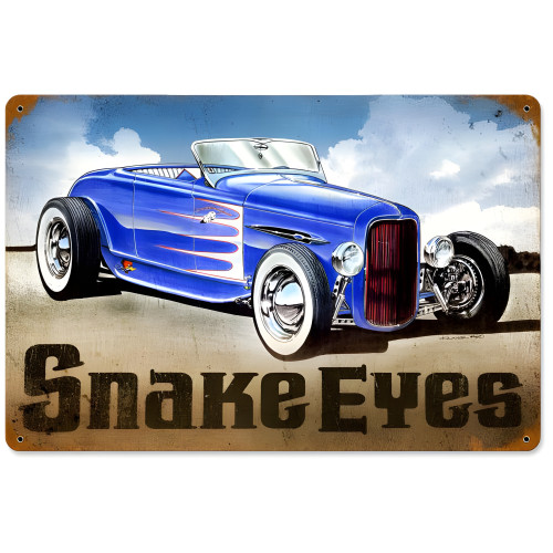Snake Eyes Hot Rod Metal Sign - 18" x 12"