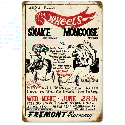 Snake vs Mongoose Metal Sign - 12" x 18"