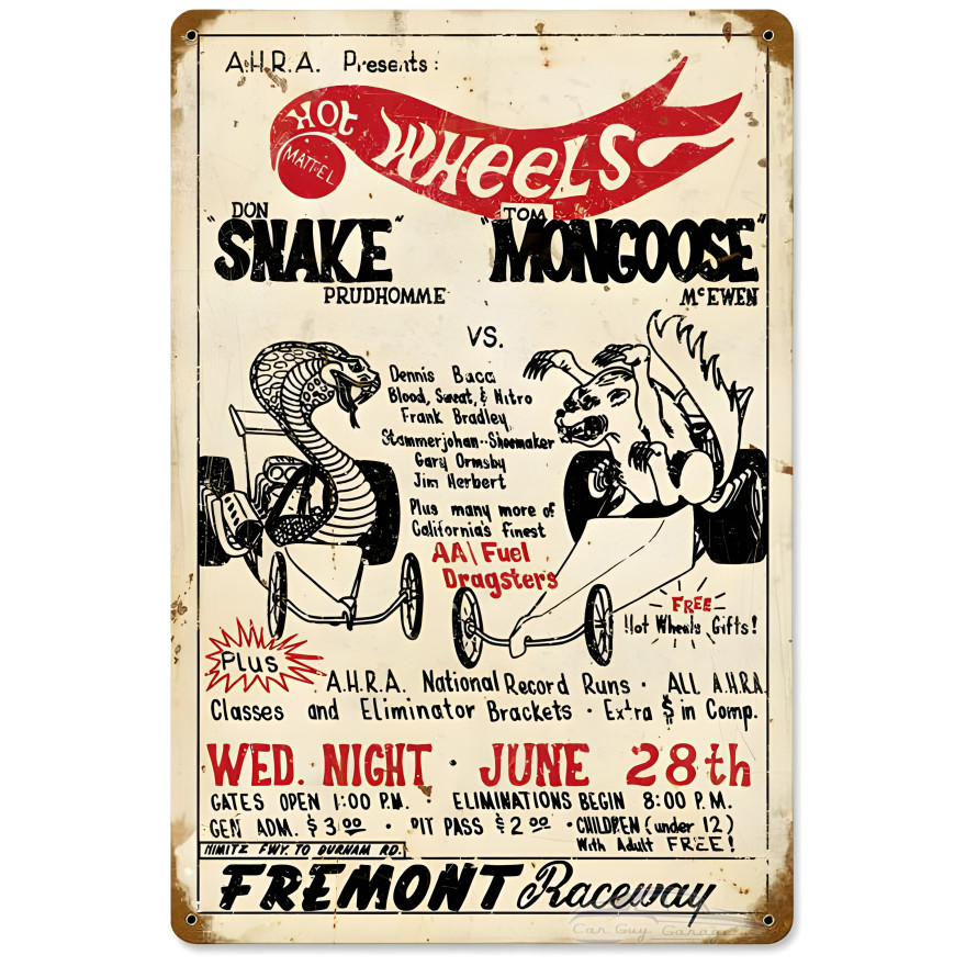 Snake vs Mongoose Metal Sign - 12" x 18"