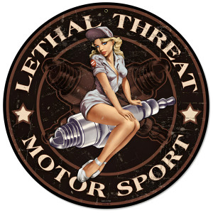 Spark Plug Pinup Metal Sign - 14" Round
