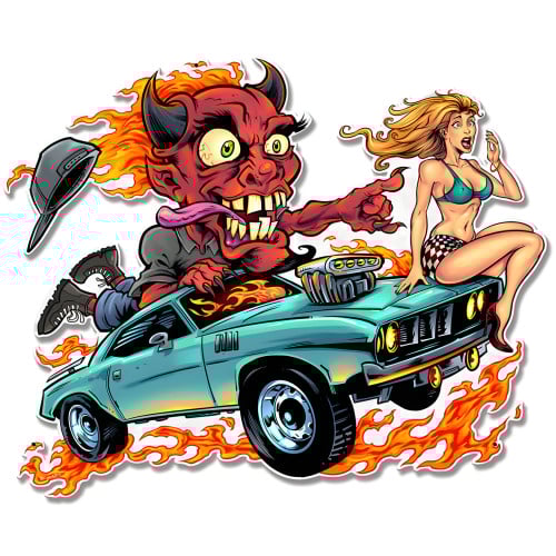Speed Demon Flaming Hot Rod Metal Sign - 17" x 13"