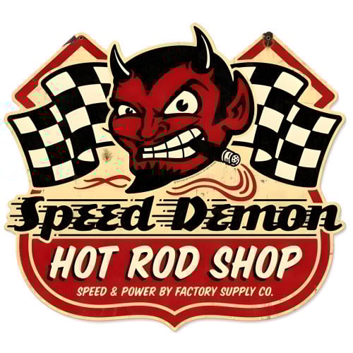 Speed Demon Hot Rod Shop Metal Sign - 27" x 24"