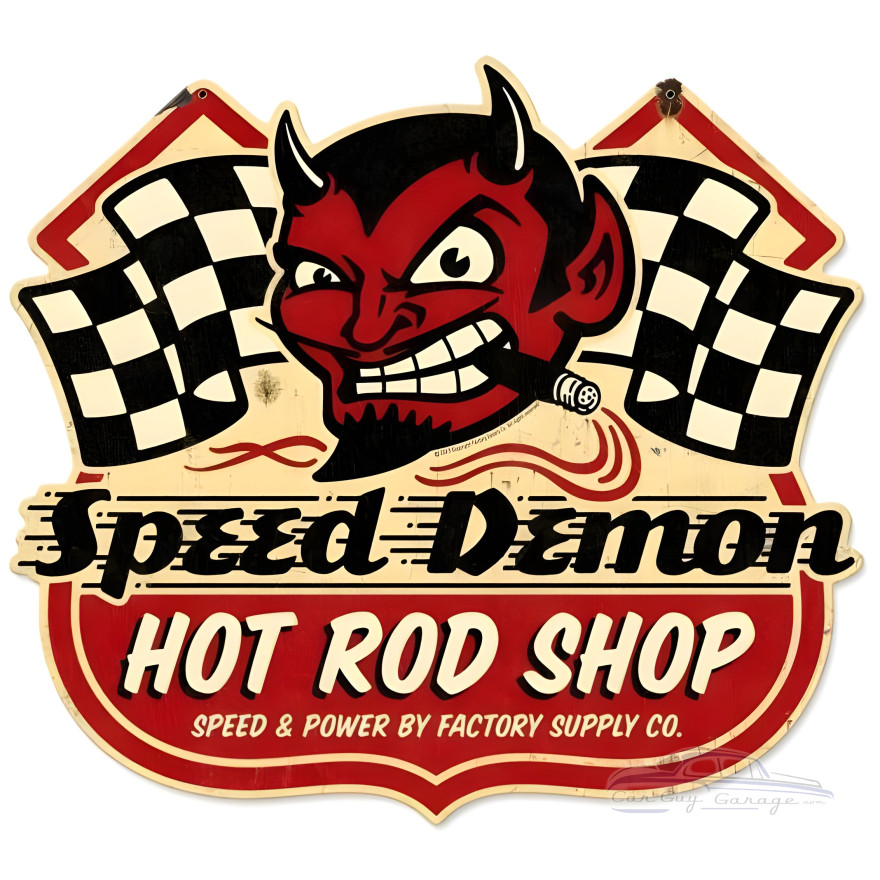 Speed Demon Hot Rod Shop Metal Sign - 27" x 24"