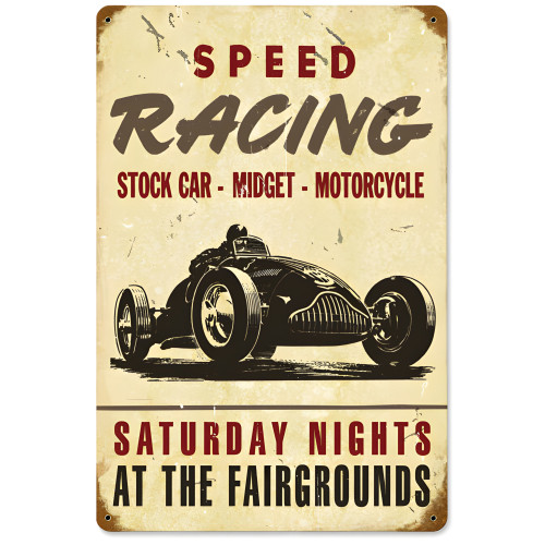 Speed Racing Metal Sign - 12" x 18"