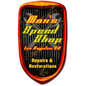Speed Shop Grill Personalized Metal Sign - 14" x 24"