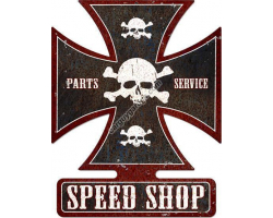Speed Shop Iron Cross Metal Sign