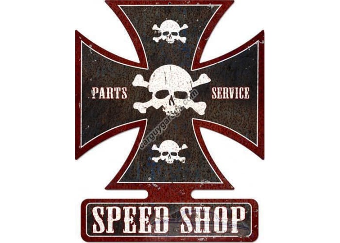 Speed Shop Iron Cross Metal Sign - 18.5" x 14.5"