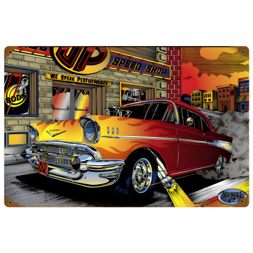 Chevy Speed Shop Metal Sign - 18" x 12"