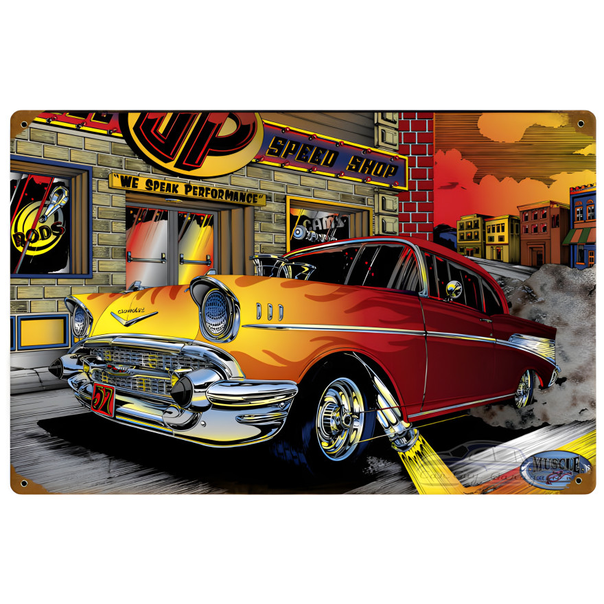 Chevy Speed Shop Metal Sign - 18" x 12"