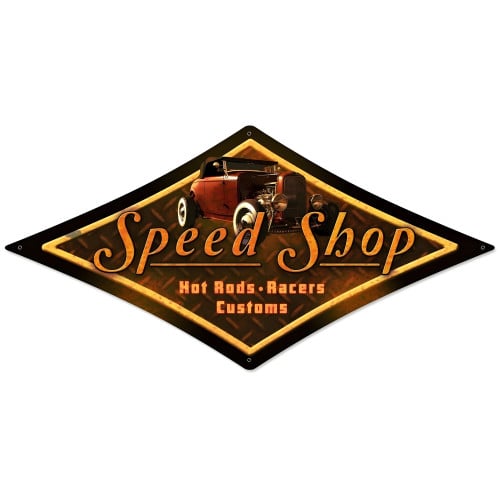 Speed Shop Metal Sign - 28" x 14"