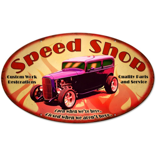 Speed Shop Metal Sign - 24" x 12"