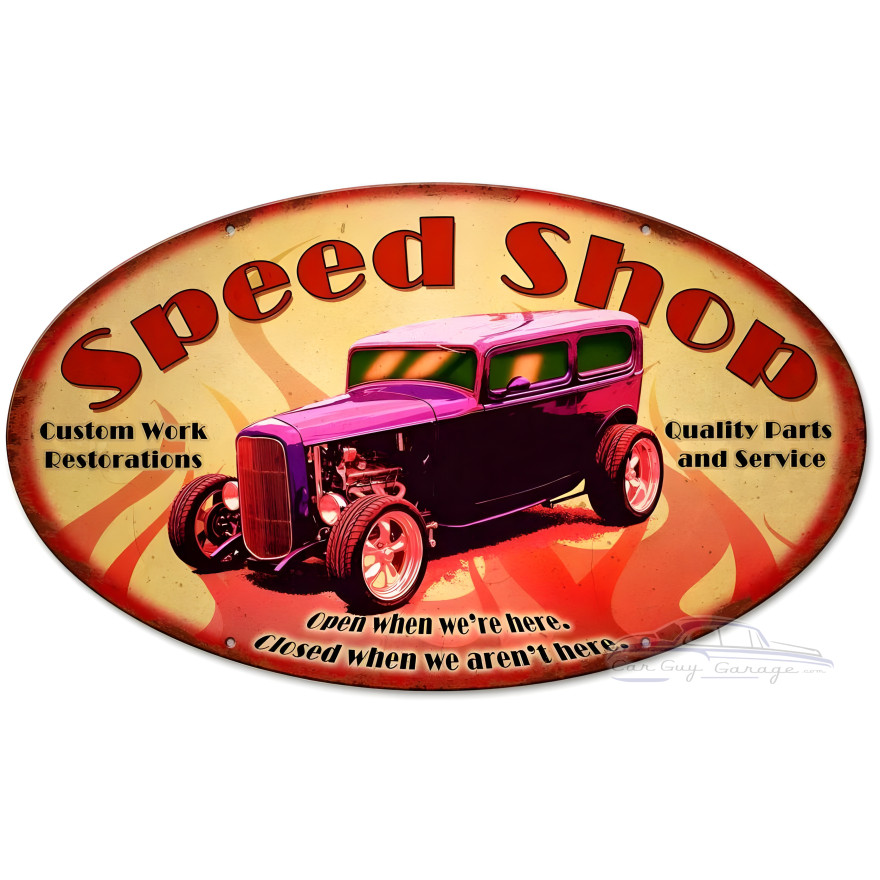Speed Shop Metal Sign - 24" x 12"