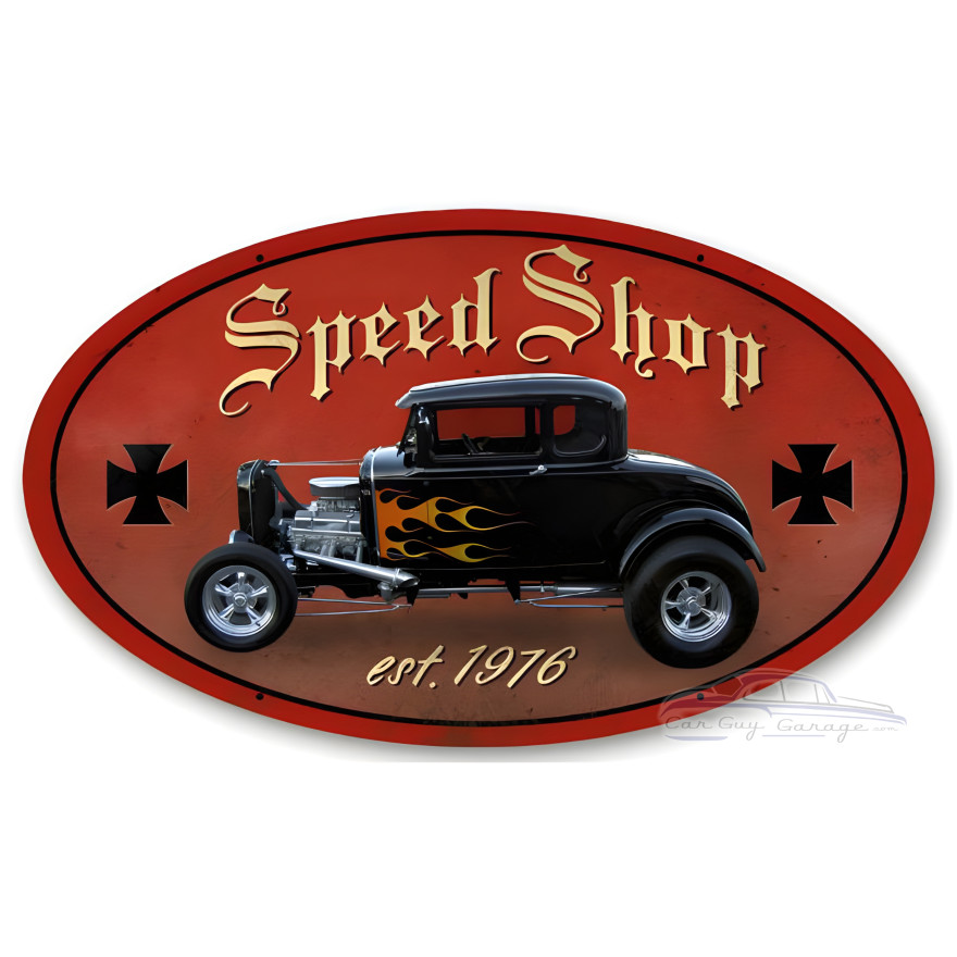 Speed Shop Metal Sign - 14" x 24"