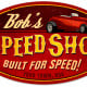 Bob's Speed Shop Oval Metal Garage Sign - 24" x 14"