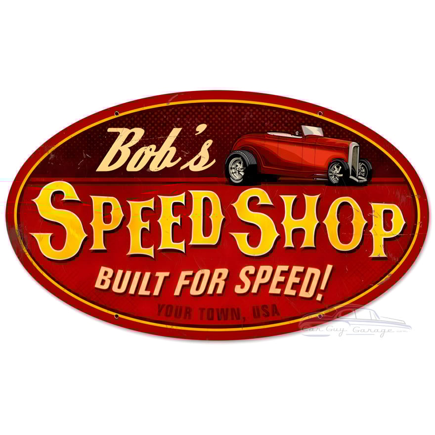 Speed Shop Metal Sign - 24" x 14"