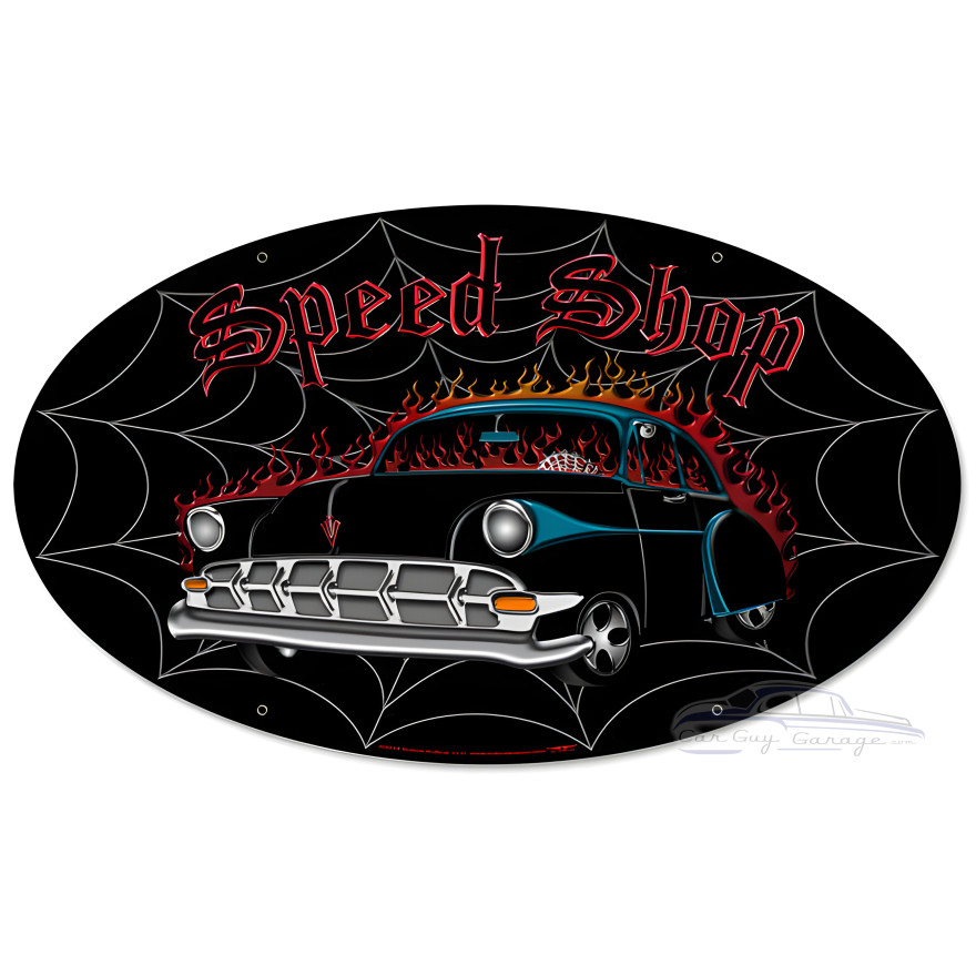 Speed Shop Metal Sign - 24" x 12"