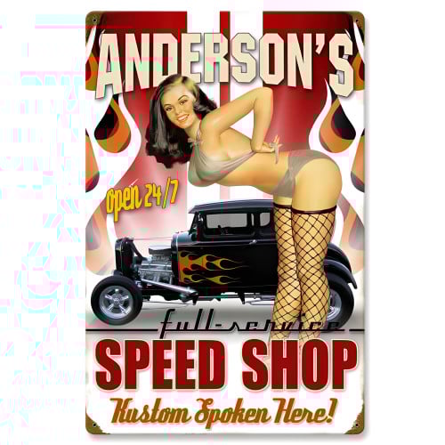Speed Shop Metal Sign - 16" x 24"