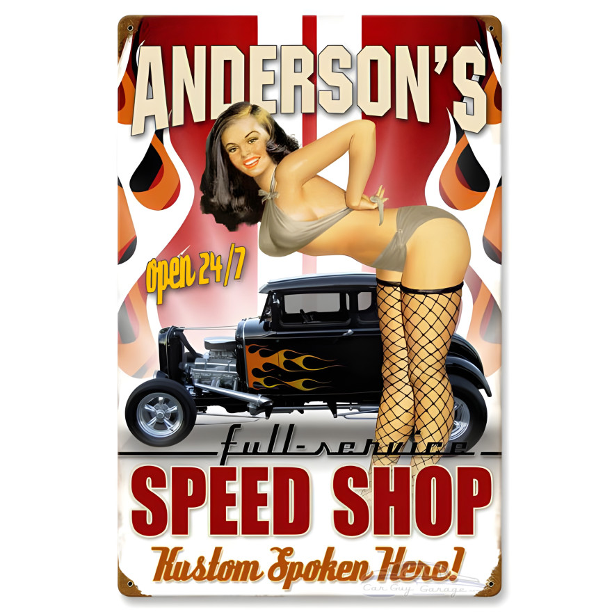 Speed Shop Metal Sign - 16" x 24"
