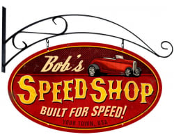 Speed Shop Metal Sign - 24" x 14" Double Sided Oval with Hanging Bracket