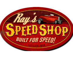 Speed Shop Oval Personalized Metal Sign - 42" x 30"