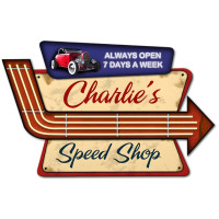 Speed Shop Personalized Metal Sign - 23" x 15"