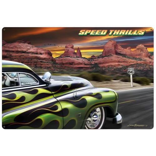 Speed Thrills Metal Sign - 36" x 24"