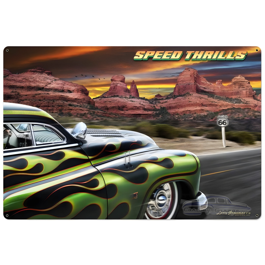 Speed Thrills Metal Sign - 36" x 24"