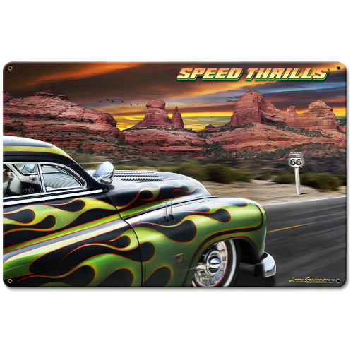 Speed Thrills Metal Sign - 18" x 12"