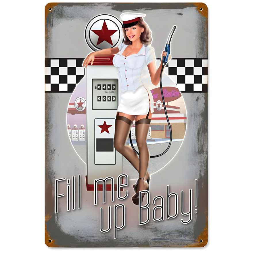 50's Pump Girl Metal Sign - 18" x 12"