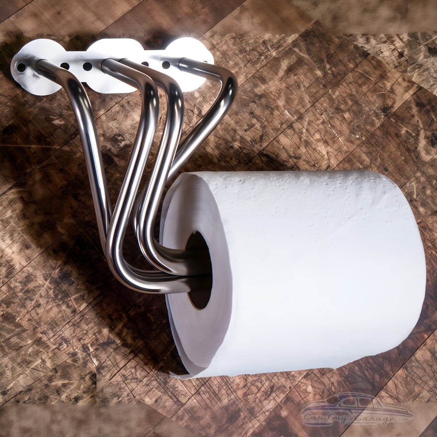 Car Exhaust Header Toilet Paper Holder - Stainless Steel Wall Mount