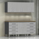 Silver Modular 7 Piece Garage Cabinet Kit with Bamboo Worktop Silver Modular 7 Piece Garage Cabinet Kit with Bamboo Worktop