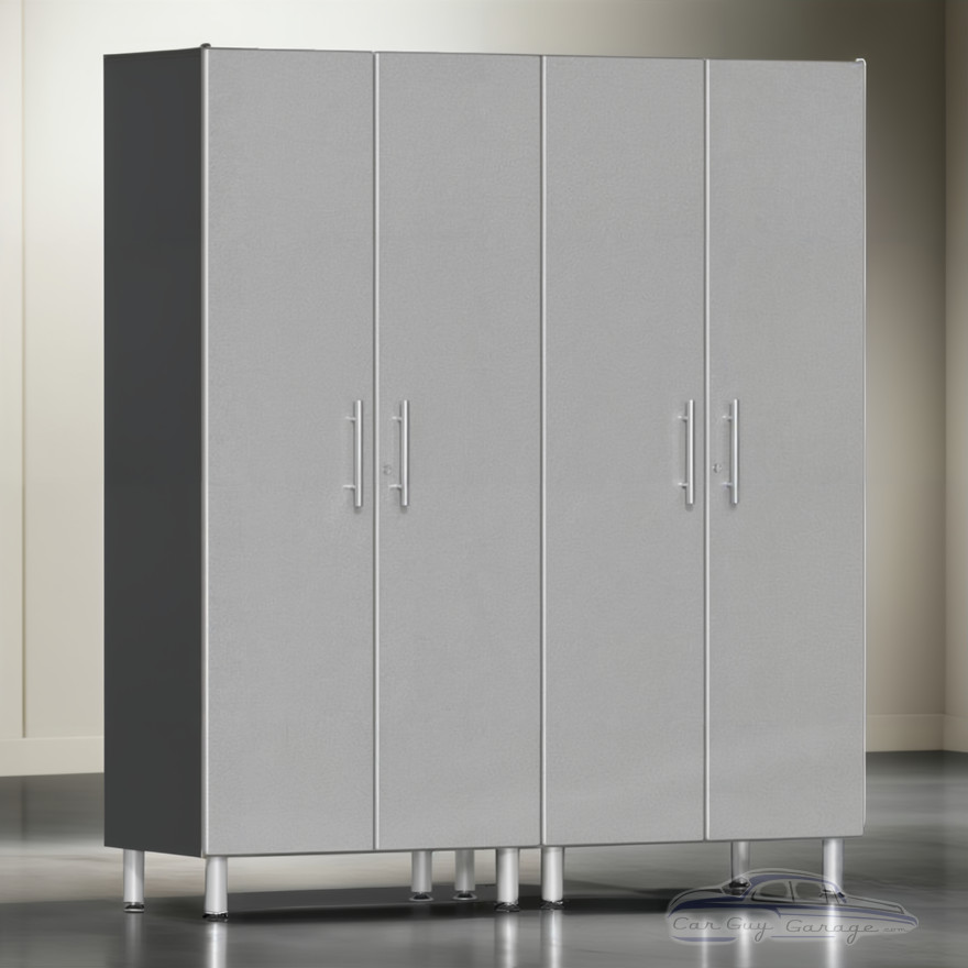 Silver Modular 2 Piece Garage Storage Closets Silver Modular 2 Piece Garage Storage Closets
