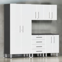 White Modular 5-Piece Garage Cabinet Set with Tall Closet