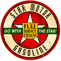 Star Motor Gasoline Metal Sign - 14" Round