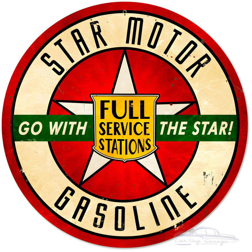 Star Motor Gasoline Metal Sign - 14" Round