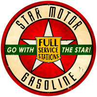 Star Motor Gasoline Metal Sign - 28" Round