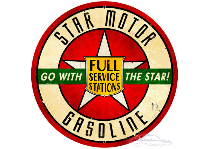 Star Motor Gasoline Metal Sign - 28" Round